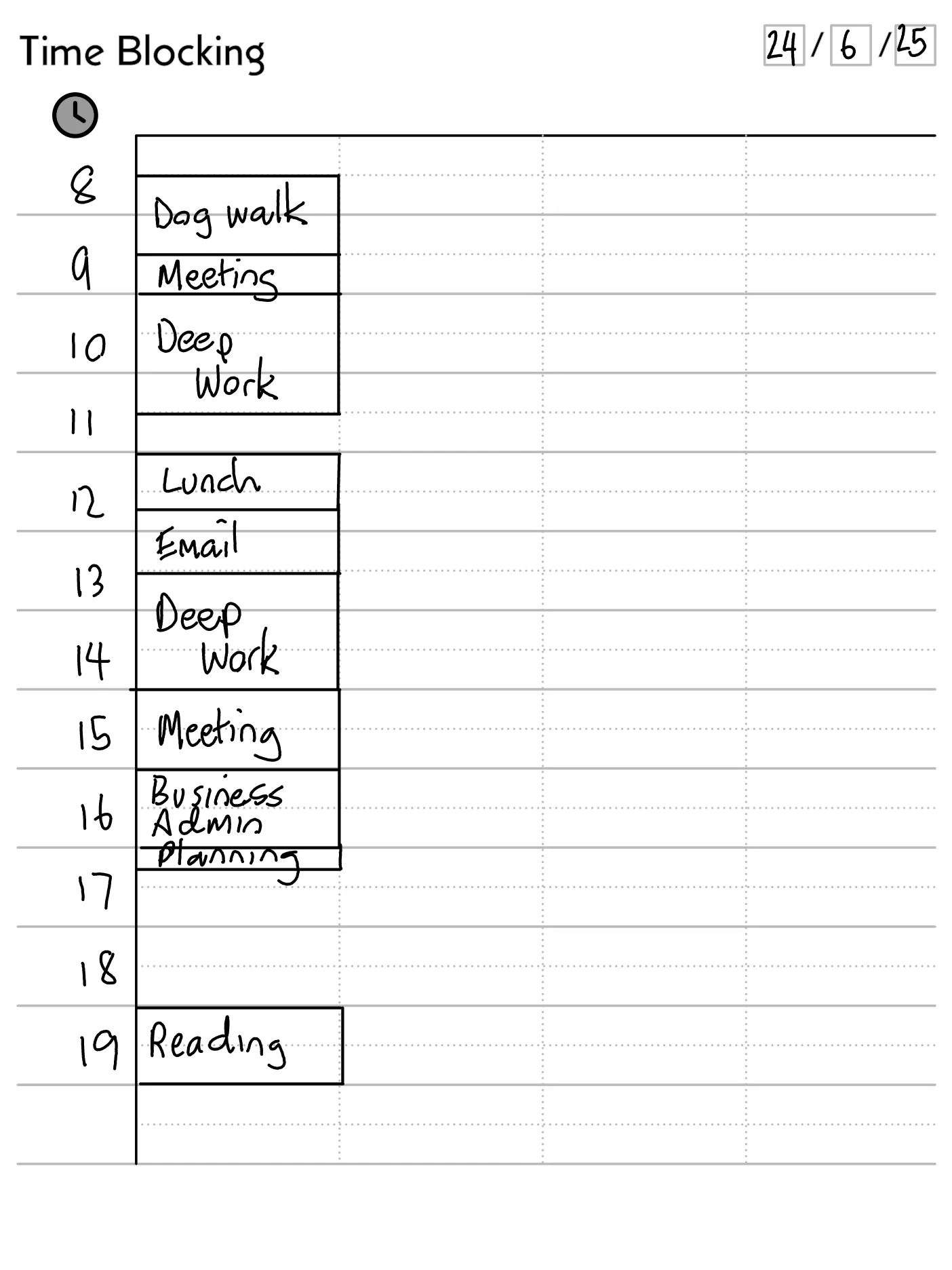 Example of a Time Blocked Plan